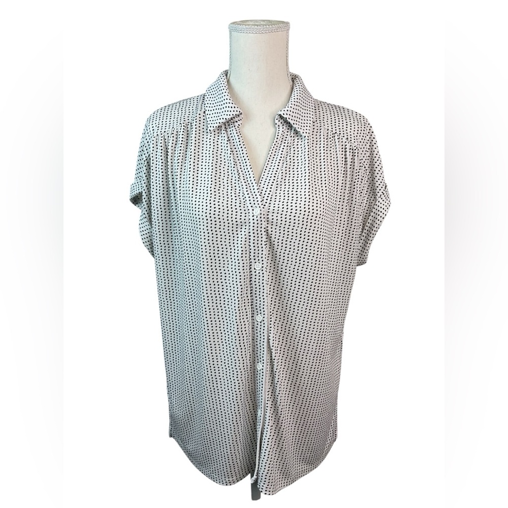 Adrianna Papell Black & White Polka Dot Blouse